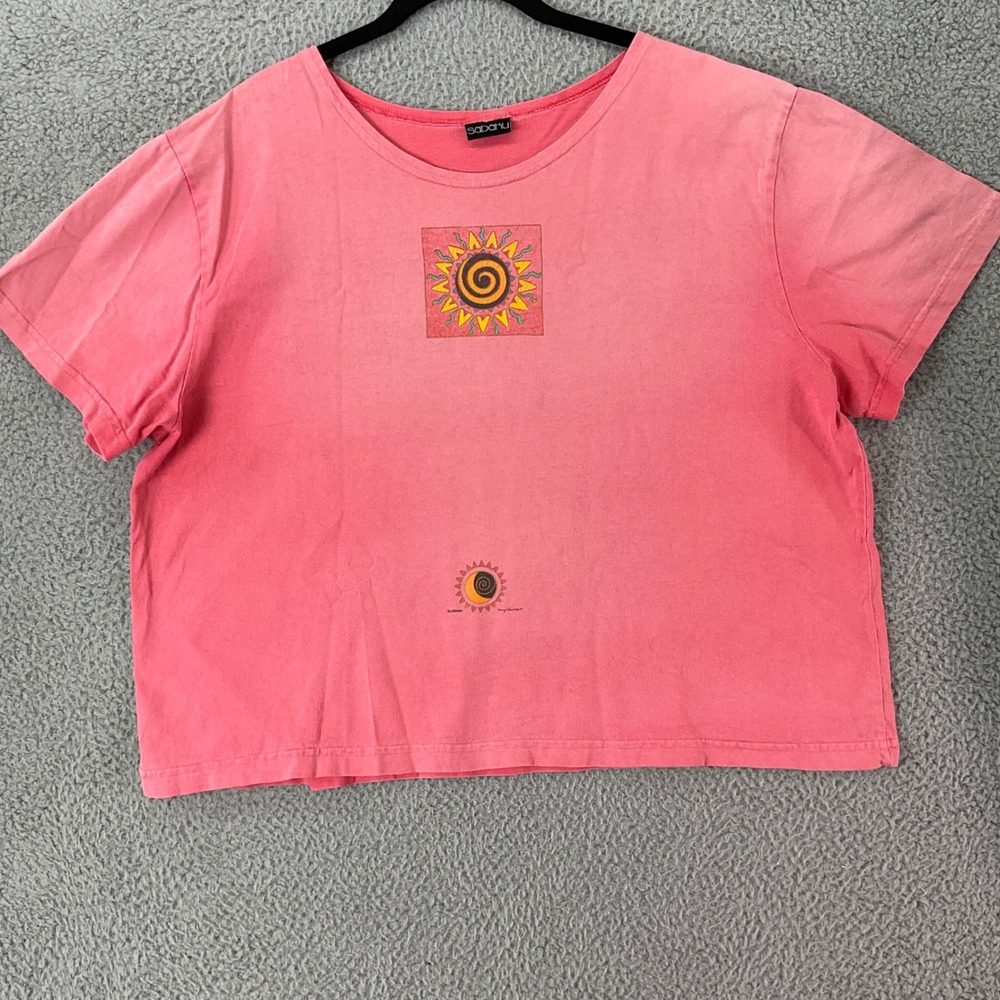 Sabaku T-Shirt Womens XL Pink Sun Moon Celestial Art To Wear Western Vintage